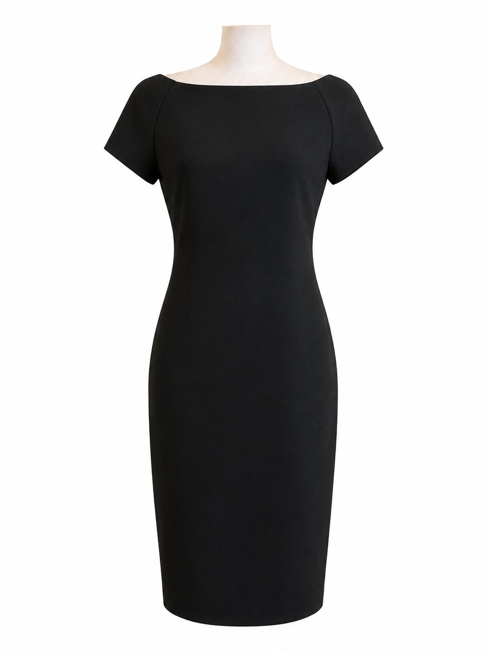NWOT Zara Woman Black Sheath Dress Large Minimal Boat Neck Stretch - Picture 2 of 6